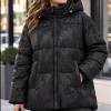 Пайетки Женская куртка Plus Size со стёжкой пайетками и капюшоном
