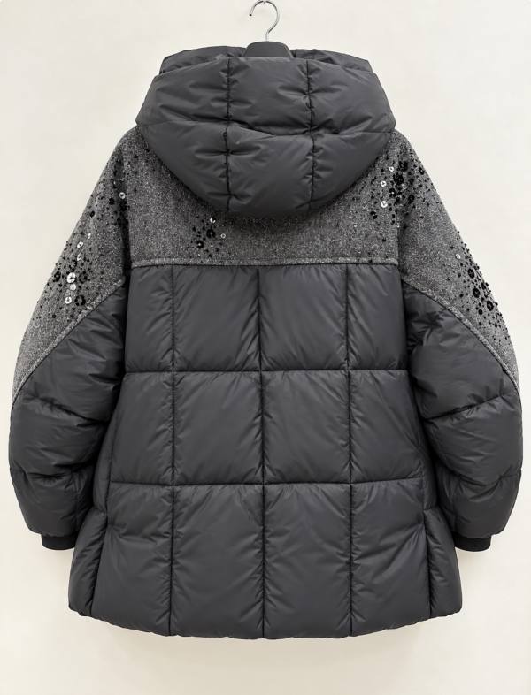 Женская куртка Plus Size с пайетками и утеплителем из холлофайбера, размеры 48–54