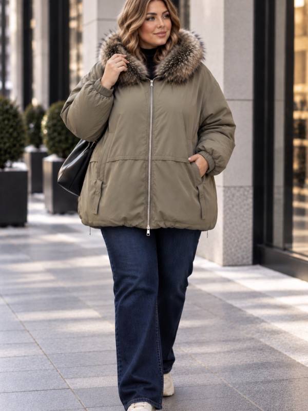 Бомбер женский PLUS SIZE с капюшоном