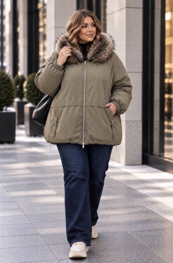 Бомбер женский PLUS SIZE с капюшоном