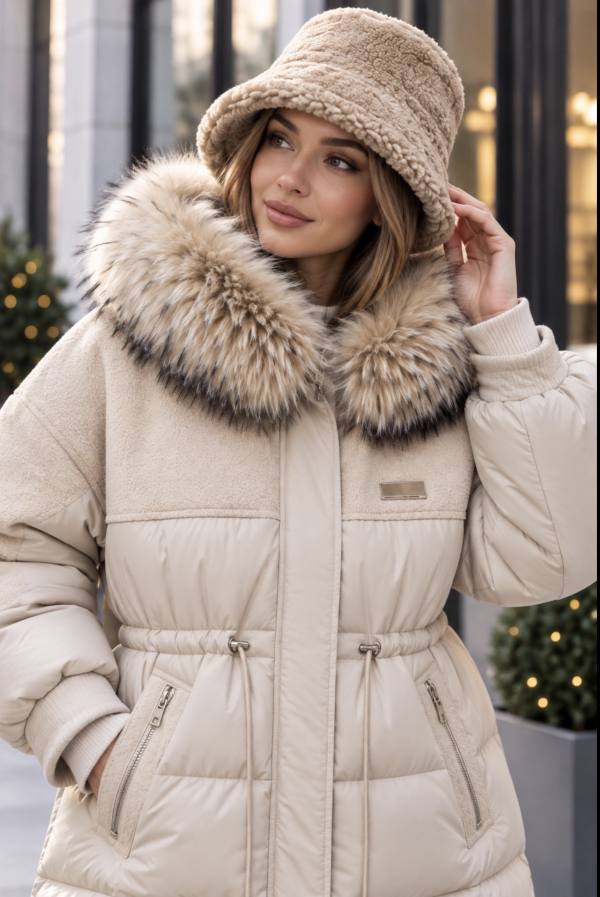 Парка Женская парка PLUS SIZE с капюшоном с опушкой